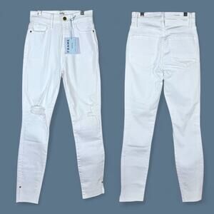 Frame White Ali Ultra High Rise Cigarette Skinny Fit Denim Jeans 24 NWT